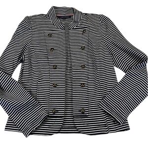 Tommy Hilfiger Navy and White Striped Military Blazer, size M